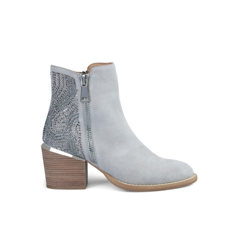 Bottines Alma En Pena Zip Heel Bleu Femme | ULD-16233339